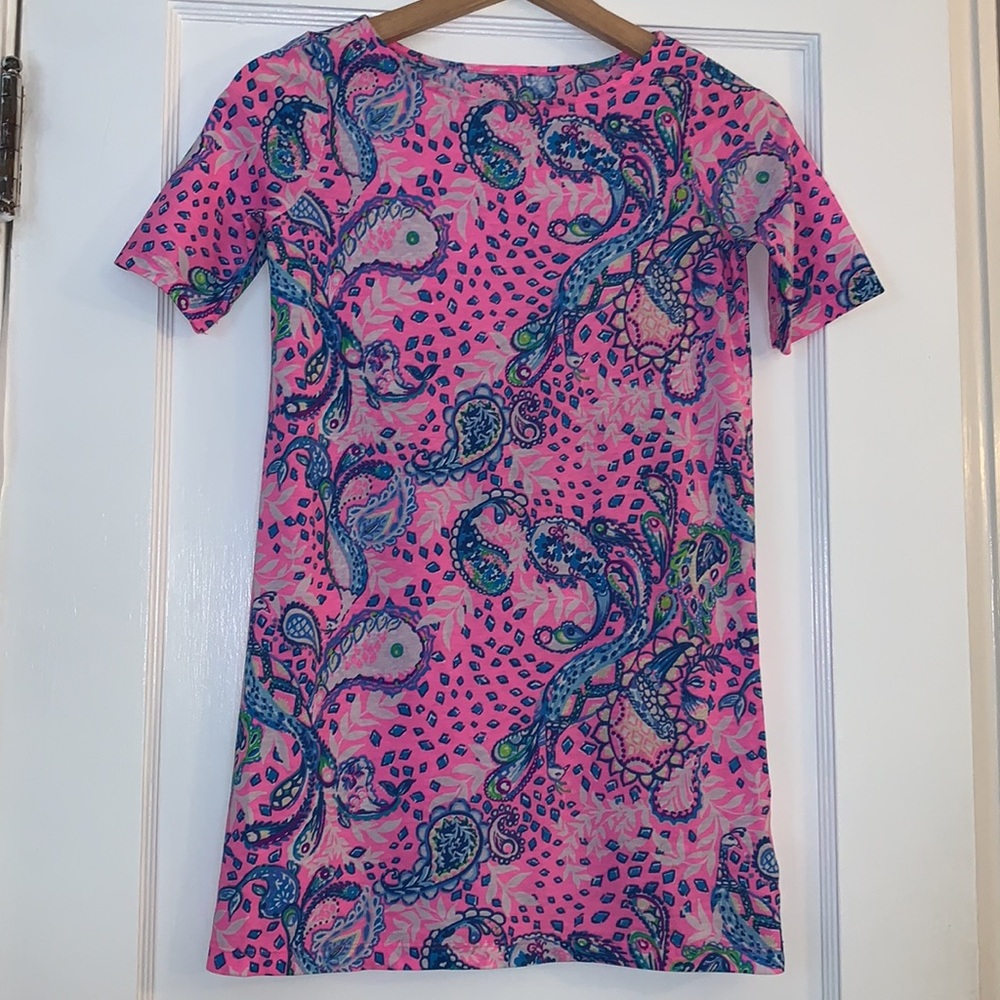 Lilly Pulitzer Girls Mini Marlowe Dress 8/10 Strut Your Stuff Plumeria Pink